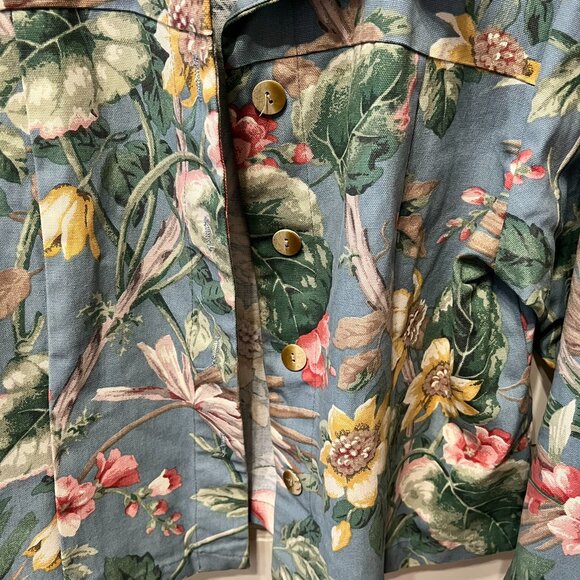 COLDWATER CREEK Blue Floral Hip-Length Jacket (PXL) OMG – SUPER CUTE!‎ (NWOT) - Picture 4 of 9